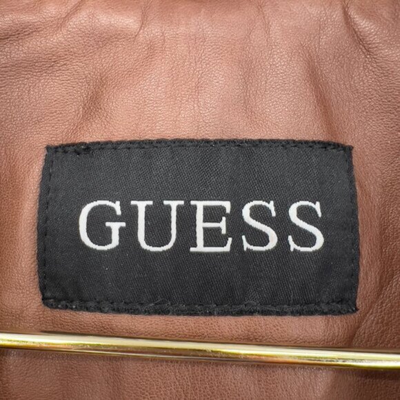 GUESS Women's Biker 100% Leather Lined jacket Size L - Picture 3 of 8